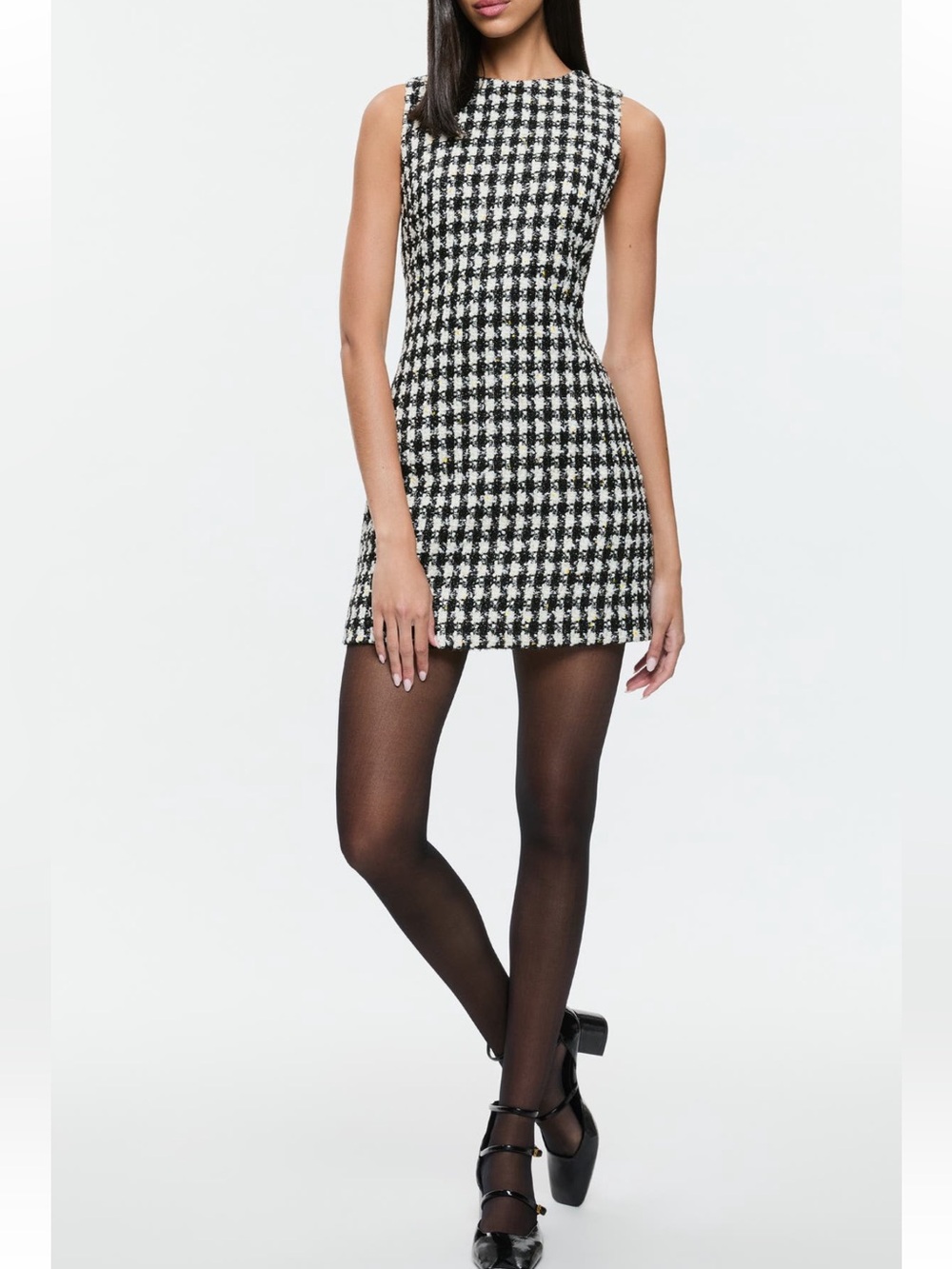 Alice + Olivia Clyde Houndstooth Tweed Sheath Dress